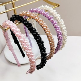 LOHGOU Pearl Headband Hair Accessories Hair Ornaments Wedding Bridal Wedding Party Girls Birthday Photo Photography Hair Ornaments (White)