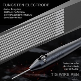 WelderElite TIG Wire Feeder Pen with 3/32'' × 7'' Red Thoriated Tungsten Electrodes (10 Pack) for DC TIG Welding | 2% Thorium for Superior Arc Stability | Suitable for Steel & Stainless Steel