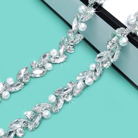 Yhsheen 2 Yards Rhinestone Trim Diamond Crystal Rhinestone Chain Sparkly Rhinestone Applique for Wedding Party Decoration & Bridal Costume Embellishment Clothing Accessories