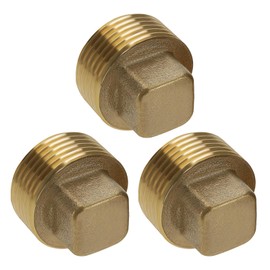 VGOL 3PCS 3/4 Inch NPT Male Square Head Brass Plug Four Corners Male Blanking Plug Male Tube End Cap Pipe End Stop Plug for Gas Drainage Marine Applications