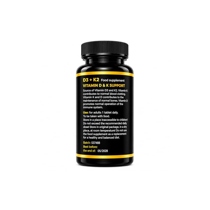 Vitamin D3 4000 IU + K2 MK7 100µg, 60 Vegetarian