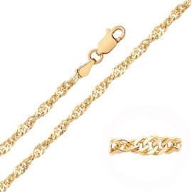 Old English Jewellers 9ct Yellow Gold on Silver 3mm Singapore Chain Necklace 16 18 20 22 24 inch (16)