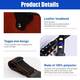 Guitar Strap, Bass Guitar Straps Woven Soft Adjustable With 3 Pick Holders Artificial Leather Ends Guitar Shoulder Strap Jacquard Weave Accessories for Acoustic Electric Guitars Gift for Adult Kids