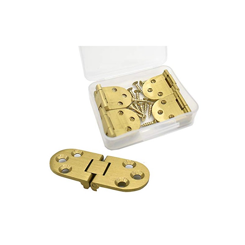 Renashed 4 Pcs Round Edge Hinge Brass Butler Tray Hinge