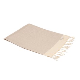 KZY LONDON Turkish Hand Towel (Set of 2) for Kitchen and Bathroom - 100% Cotton Prewashed Decorative Peshtemal Towel for Face, Hand, Hair, Yoga, Dishcloth, Tea Towel (Cream Beige)