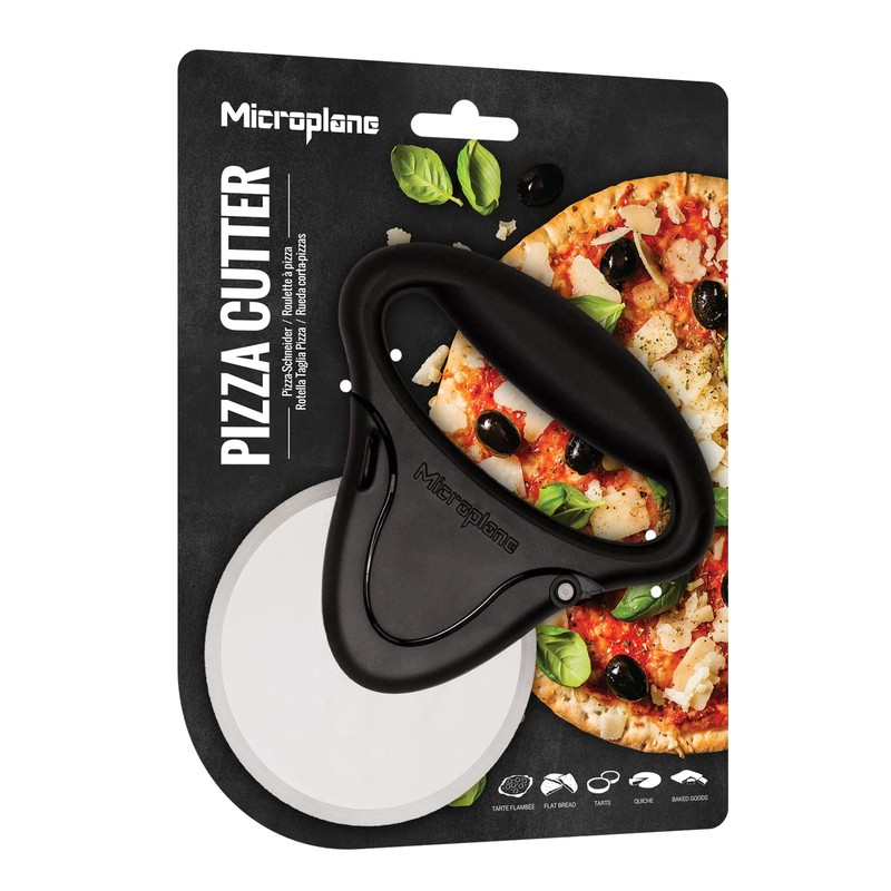 Microplane Pizza Cutter Wheel Roller Stainless Steel Black