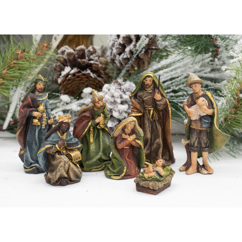Kurt Adler 3.5-Inch Resin Nativity, 7-Piece Set, Multicolor (N1028)