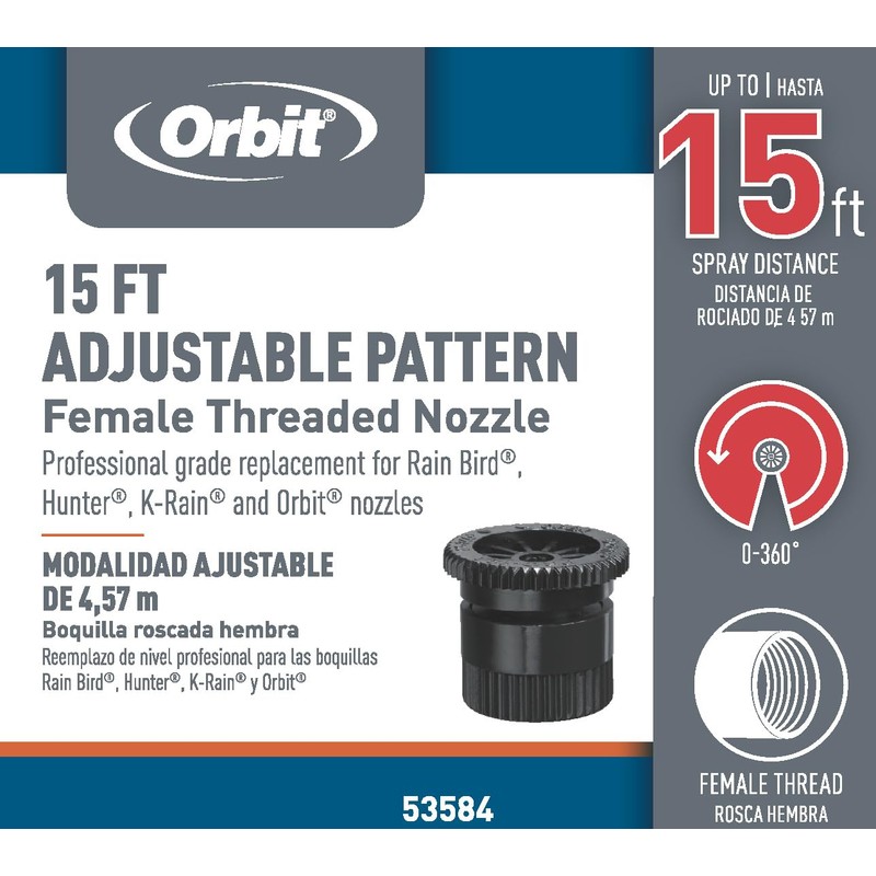 Orbit 53584L 15' Adjustable Pattern Spray Sprinkler Nozzle