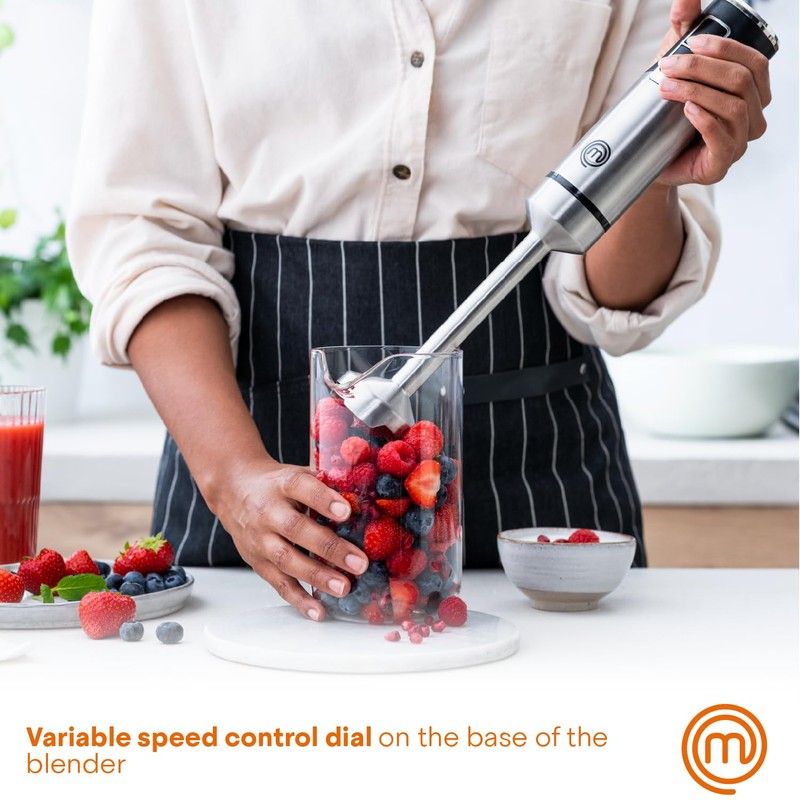 MasterChef Immersion Blender Handheld, Stainless Steel Hand Held Blending Stick