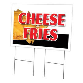 Cheese Fries 24" x 36" Yard Sign & Stake | Advertise Your Business | Stake Included Image On Front Only | Made in The USA