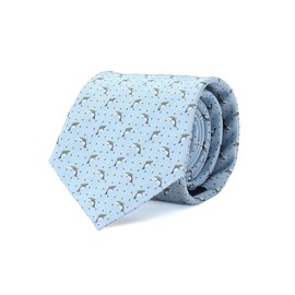 [COLORATA] Carolata Dolphin Pattern Necktie (100% Silk / Jacquard Woven), Animal Pattern, Dolphin (57.1 x 3.3 inches (145 x 8.5 cm), Gift Present, blue (light)