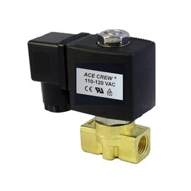 AceCrew Brass Electric Solenoid Valve VITON 1/4 inch NPT, 110VAC, 120VAC Normally Closed - flow control valve for fluid, gas, air