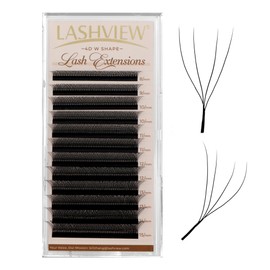 LASHVIEW W Lashes Extensions, 4D Premade Fans 0.07 C Curl 8-15mm Clover Lash Extensions W Shape Eyelash Extension Volume Premade W Lashes (4D 0.07 C 8-15mm)