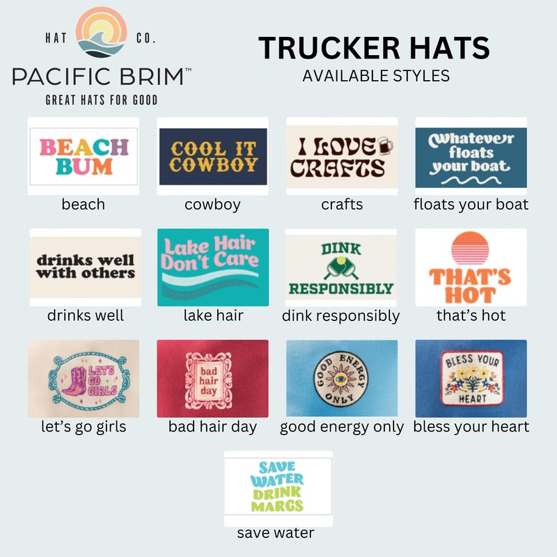 PACIFIC BRIM Women's Adjustable Cap Mesh Side Panels Trucker Hat
