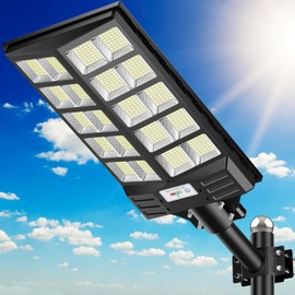 JOYEYE Solar Street Light 8000W, Street Light Outdoor High Lumens, Parking Lot Lights 6500K, Solar Lights Outdoor Motion Sensor Dusk to Dawn for Parking Lot with Remote Control, 1 Pack