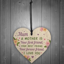 RED OCEAN Special Wooden Heart Mum Birthday Card From Son Daughter Keepsake