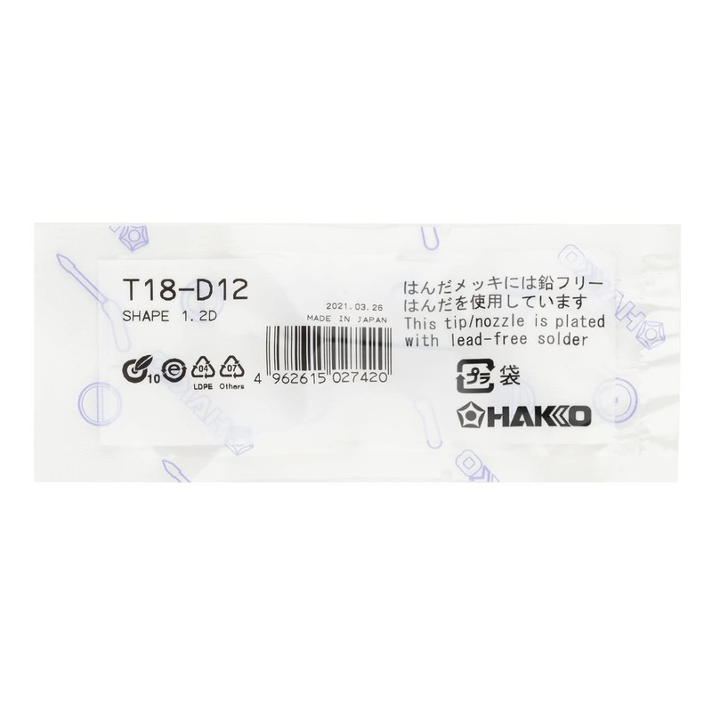 Hakko T18-D12 Soldering Iron Tip Chisel 1.2 x 22.5mm (Long