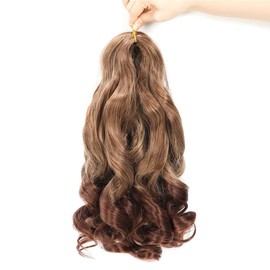 French Curly Braiding Hair 20 inch Loose Wavy 8 Pack Bouncy Braiding Hair extensions 75g/Pack French Curly Synthetic Hair Extensions (20'' (pack of 8), 27/33#)