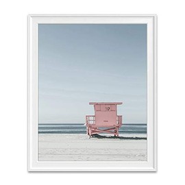 Pink Lifeguard Stand at Beach Ocean Nautical Photography Print, Unframed, Beach Dock, Boardwalk, Home and Wall Decor, 8x10 Inches