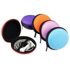6Pcs Earbud Cases Small Round Pocket Earbud Travel Carrying Case Headset Cases Earphone Headphone Cable Jewelry Storage Container Bag Hard EVA Headphone Box (Random Color)