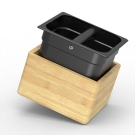 KYONANO Coffee Knock Box - Espresso Accessories - Expresso Knock Box with Durable Knock Bar and Non-Slip Base - Made of Bamboo and Stainless Steel- Coffee Grounds Knock Box