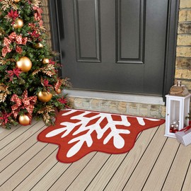 LuxFocus Christmas Decoration Doormat, Snow Welcome Mat, Indoor Floor Mat, Christmas Tree Doormat for Entrance, Entrance, Kitchen, 50 x 80 cm
