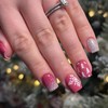 BFY Christmas Press on Nails Short Square Fake Nails, Snowflake
