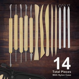 U.S. Art Supply Pottery & Clay Tools Set (14-Piece) - Includes Pottery Tools, Canvas Case for Sculpting, Ceramics, and Easy Storage & Transport