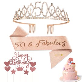 Esshogo 50th Birthday Decoration, Women's Birthday, Birthday Decorations, 50 Years Gift, Pink Birthday Set