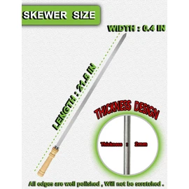 JOWHONK 21.5 inch Long Flat Skewers for Kabobs (12 PCS),0.4" Wide 304 Stainless Steel Barbecue Kebab Skewers for Grilling with Wood Handle,Durable for BBQ Metal Kabob Skewer Sticks for Outdoor