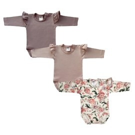 MEA BABY Parent Unisex Baby Long-Sleeved Bodysuit in Pack of 3 - for Girls, Baby Bodysuit for Boys, girls6 (3pack)