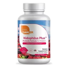 Probiotico Zahler Kidophilus Plus 90 Tabletas Masticables Sabor Moras                                                                                 