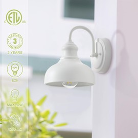 GOALPLUS 7 Inch Dome Outdoor Gooseneck Lighting Fixture, Exterior Small Porch Light Fixtures with Wall Mount, 2 Pack Farmhouse Style External Barn Door Wall Sconce Gooseneck Barn Lighting Wall Lamp