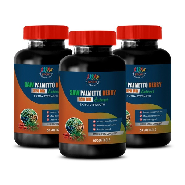 Saw Palmetto Extract 320mg Dietary Supplement Supports Prostate Health (3 Bot.)