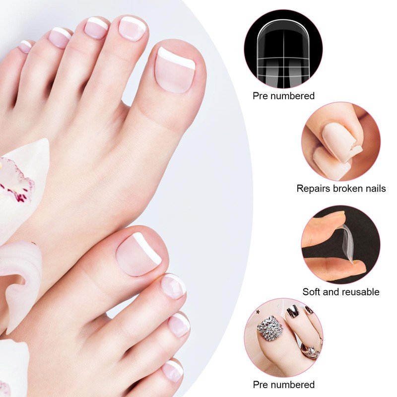 Pack of 150 Polygel Nail Shapes for Toes, 15 Sizes,