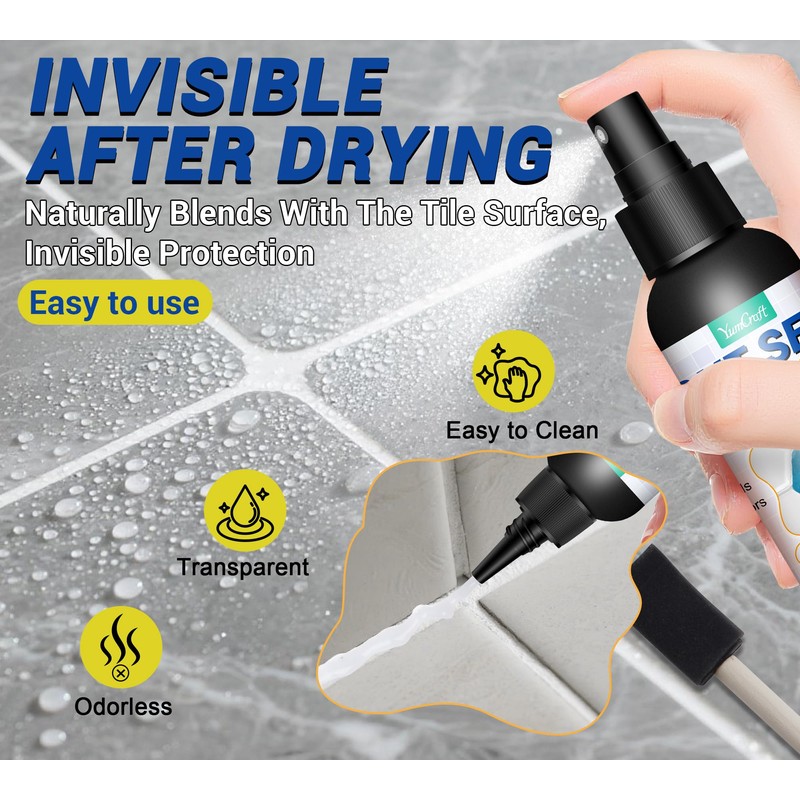 Grout Sealer 7oz/200g, Waterproof Penetrating Sealant with Squeeze Tip, Professional