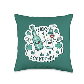 st patricks lockdown hand sanitizer quarantine lockdown Throw Pillow