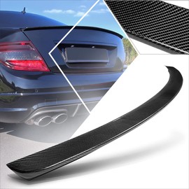 Black Carbon Fiber V-Style Rear Trunk Spoiler Wing Lip Compatible with 08-14 Mercedes C63 AMG C300