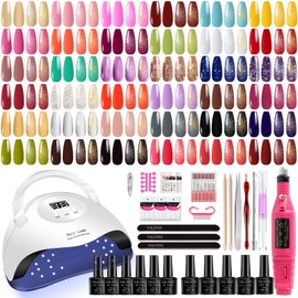 NAIL POLISH KIT with U V Lamp and Drill Starter Kit 36 Colors Gel Nail Polish Nail Art Gel Manicure Kit