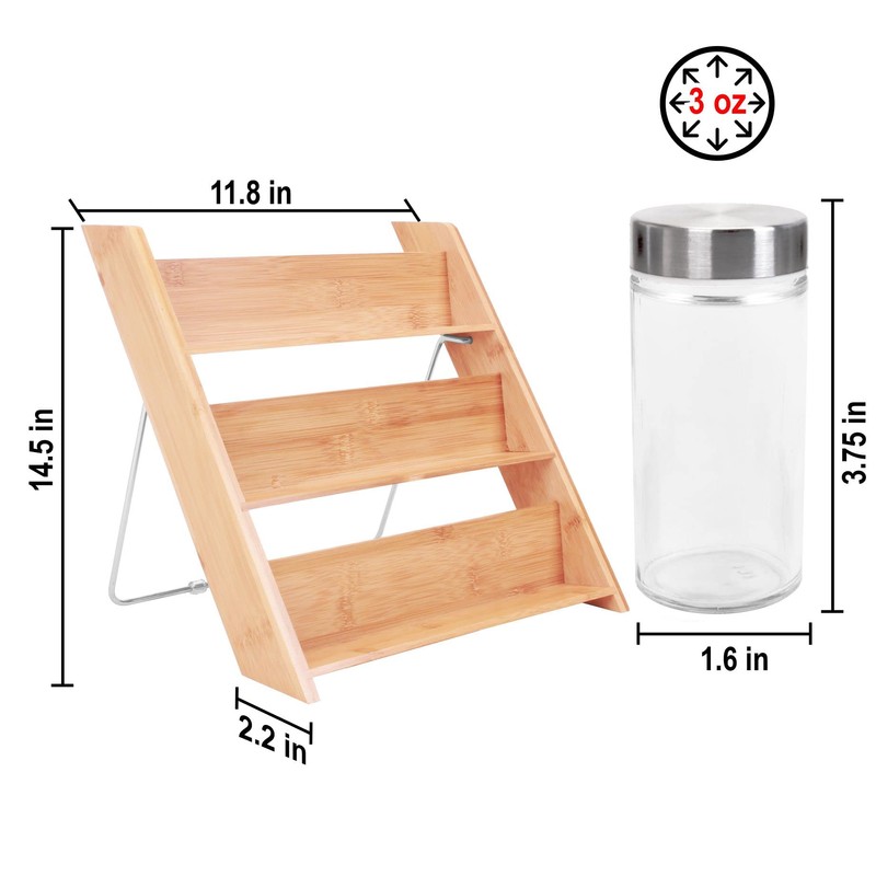 Orii 18 Jar Bamboo Compact Spice Organizer for Countertop and
