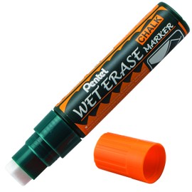 Pentel Arts Wet Erase Chalk Marker, Ideal on Blackboards and Windows, Jumbo Chisel Tip, Orange Ink, SMW56-F, Box of 12