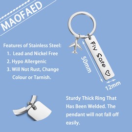 MAOFAED Pilot Gift Fly Safe Keychain Traveling Keychain Flight Attendant Gift