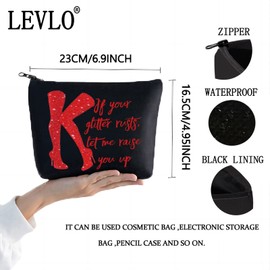 LEVLO Broadway Red Boots Cosmetic Make Up Bag Boots Queen Fans Gift If Your Glitter Rusts Let Me Raise You Up Make Up Zipper Pouch Bag For Women Girls, If Your Glitter Black, Cosmetic Bag