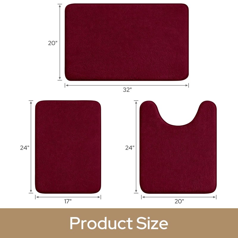 HOMEIDEAS Upgraded Bathroom Rugs Set 3 Piece, Extra Thick Absorbent