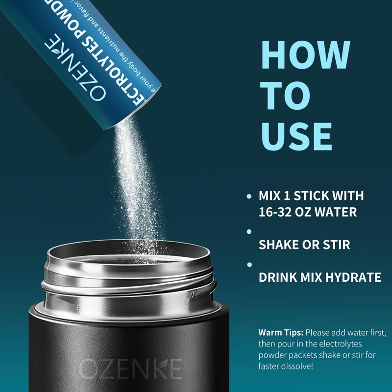 OZENKE Electrolytes Powder Packets, 30 Sticks Hydration Packets Sugar Free,
