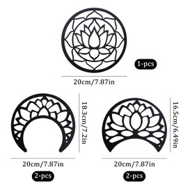 CATELL Pack of 5 Moon Phases Wall Decoration Moon Wood Boho Wall Decoration Wall Decoration Art Decoration Wall Hanging for Bedroom Dining Room Living Room Office Balcony Entrance (Black)