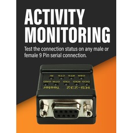 CABLEMAX RS-232 LED Link Signal Tester - DB-9 Male to DB-9 Female Connections for Serial Communication Monitoring