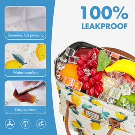 Lekesky Lunch Bags for Women Insulated Thermal Lunch Tote Bag Durable Large Lunch Box Container Drinks Holder for Adults Work College Picnic Beach Park, Lemon