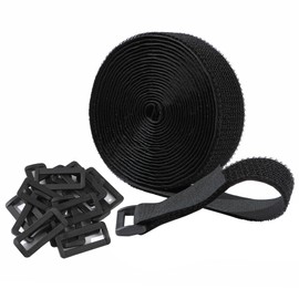 1-1/2"x16ft Hook and Loop Cable Straps with 15 Buckles, Free Cut Length | Easy to use | Adjustable | Reusable Fastening Cable Ties, 1-1/2 Inch Wide Cinch Strap for Wire, Cord Wraps, Cable Management