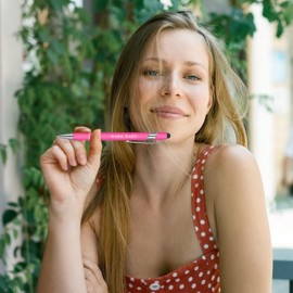 Zonon 12 Pieces Inspirational Pens Bulk Motivational Quotes Funny Ballpoint Pens with Stylus Tip Inspirational Gifts for School Office Corworkers Teachers, Black Ink(Pink Purple Colors,Boss Lady)